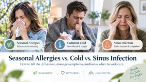 Seasonal allergies vs cold vs sinus infection symptoms and differences